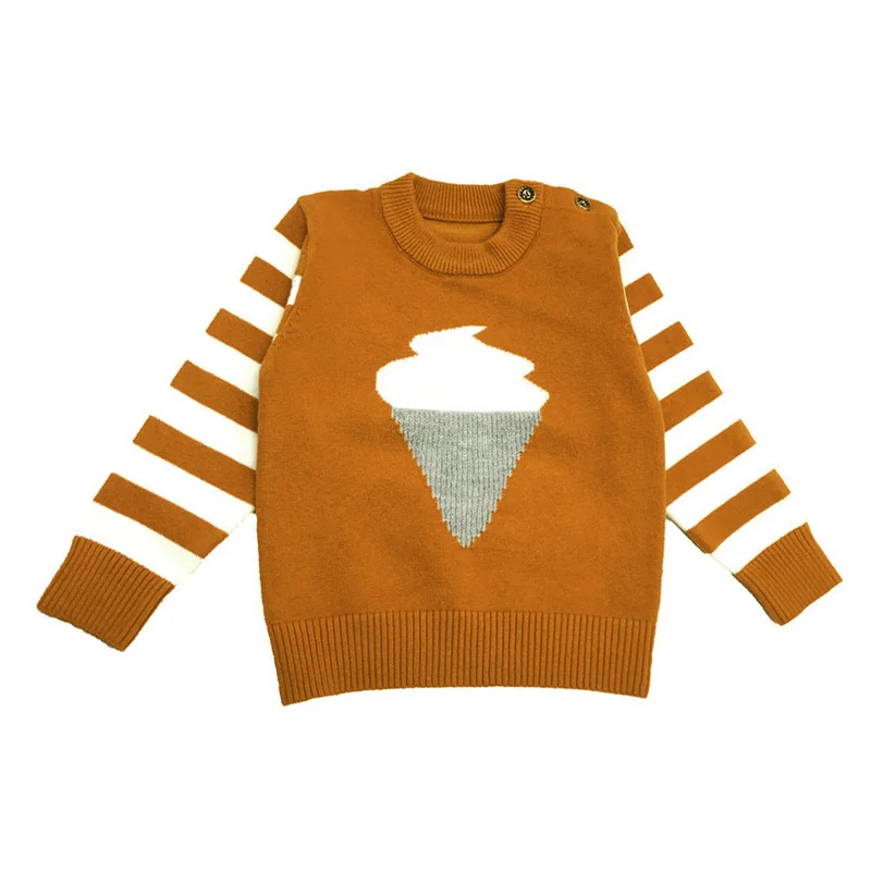 Knit Baby Boys Sweater Solid Cotton Infant Crew-Neck Clothes With Buttons Toddler Clothing |