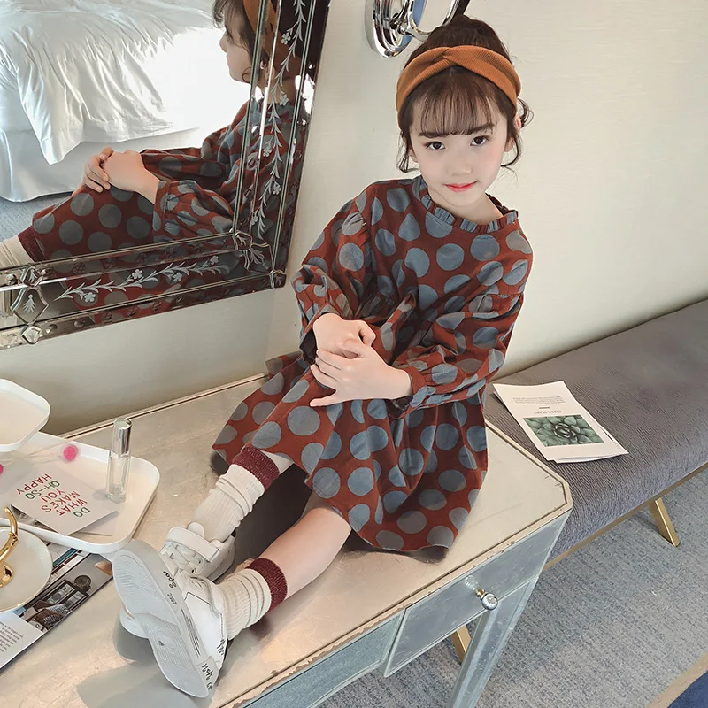 

2018 new spring autumn Girls Kids fashion big dot princess dress comfortable cute baby Clothes Children Clothing