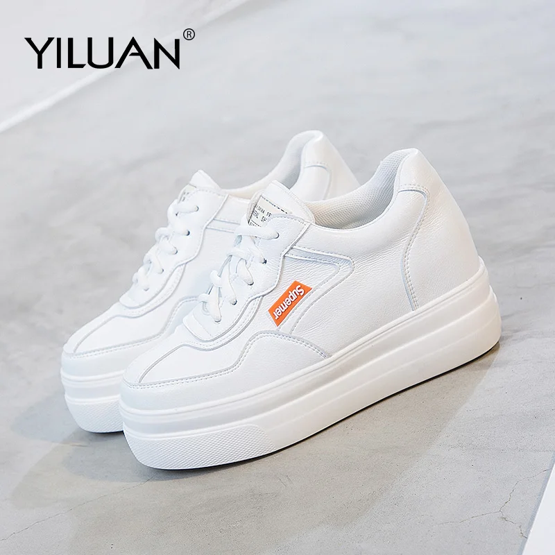 Тонкие Туфли из воловьей кожи на платформе коллекция 2020 года сезон осень белая