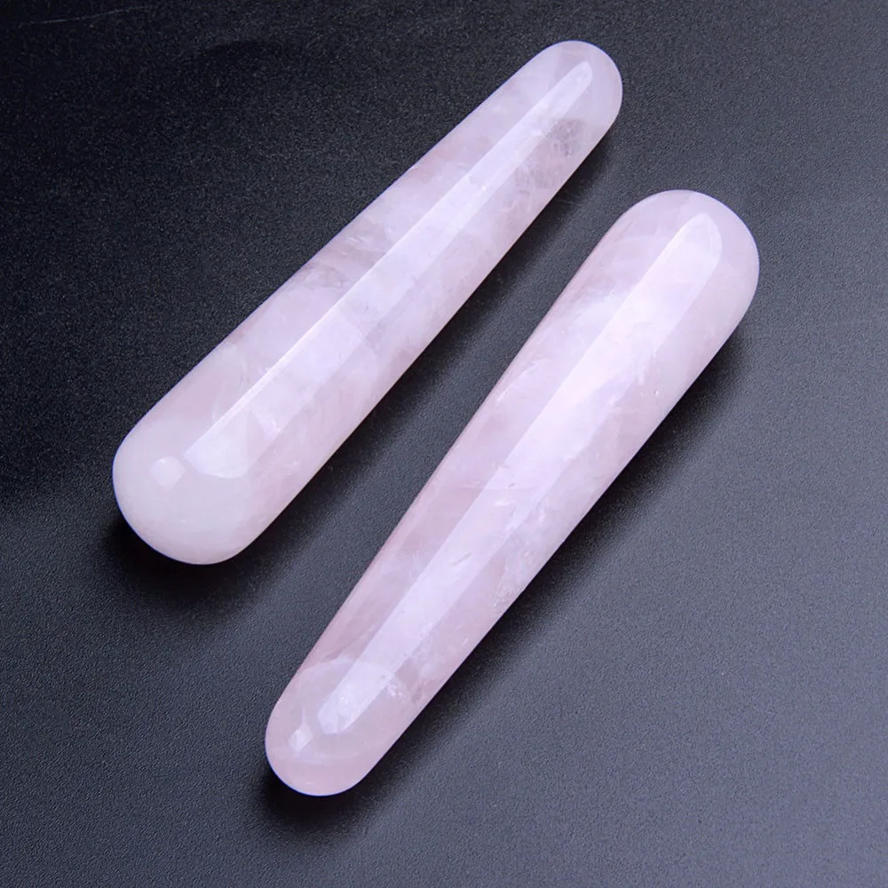 

Natural Rose Quartz Stone Healing Crystal Massage Wands Stick Anti Age Tool
