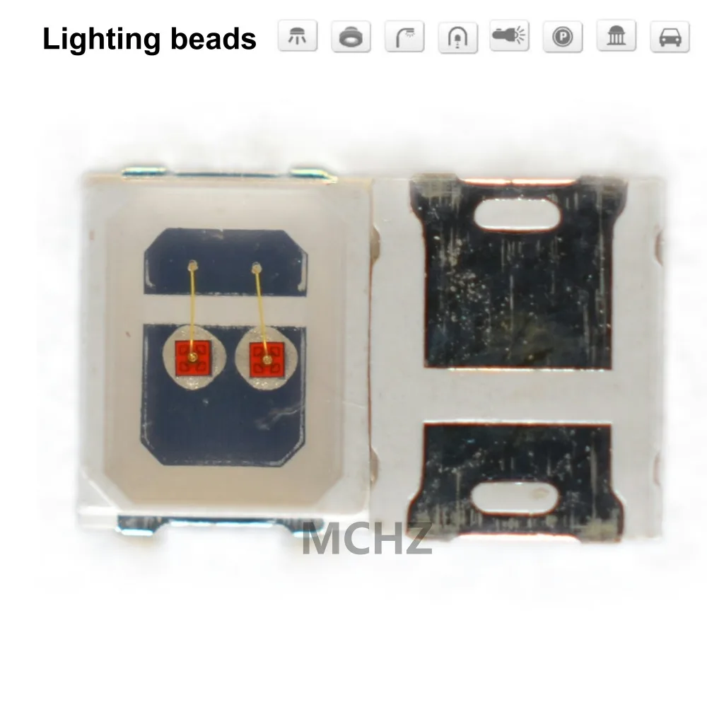 200 шт./лот SMD Светодиодная лампа 2835 хайлайтер 0 8 Вт 300 мА 2 в 6 Желтый янтарь 588нм 590нм