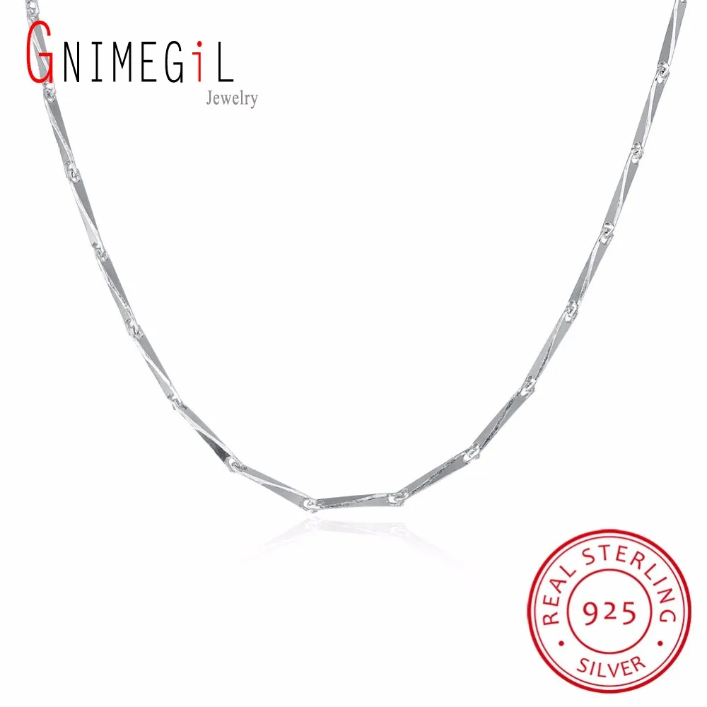 GNIMEGIL ювелирный бренд 925 пробы серебро бамбука цепи Цепочки и ожерелья s Серебро