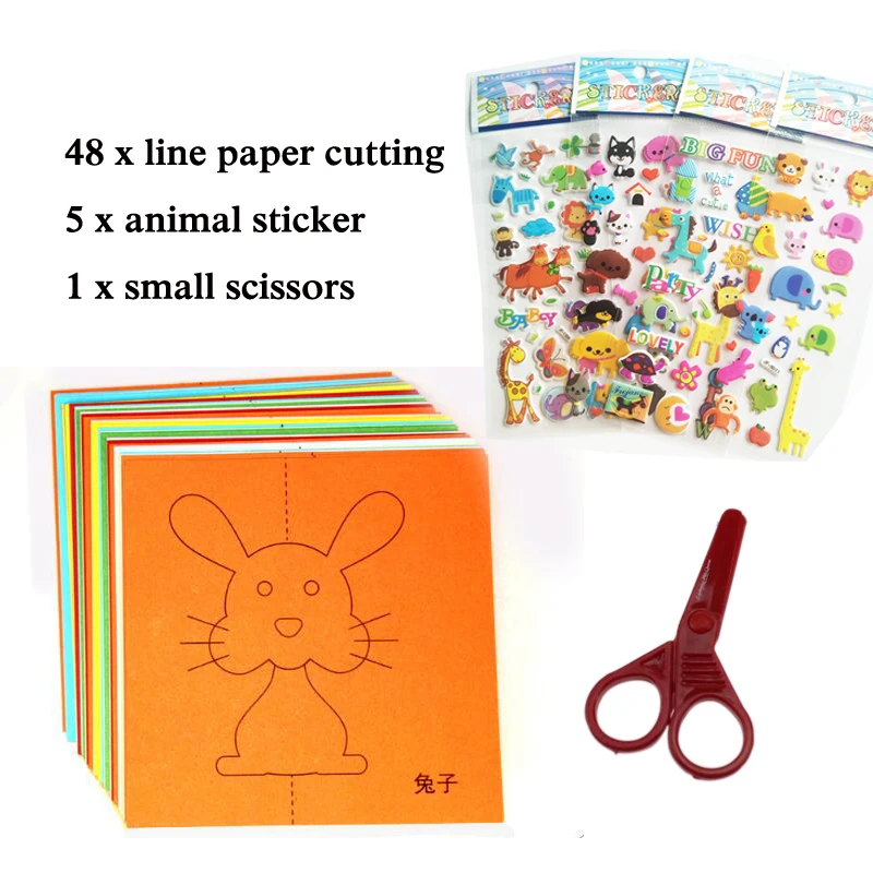 48pcs 5pcs 1pc small 48/96 шт. детская цветная одежда с героями мультфильмов для складывания бумаги и резки игрушки/Детская kingergarden искусство ремесла Сделай Сам развивающие игрушки с наклейкой WYQ - Цвет: 48pcs 5pcs 1pc small