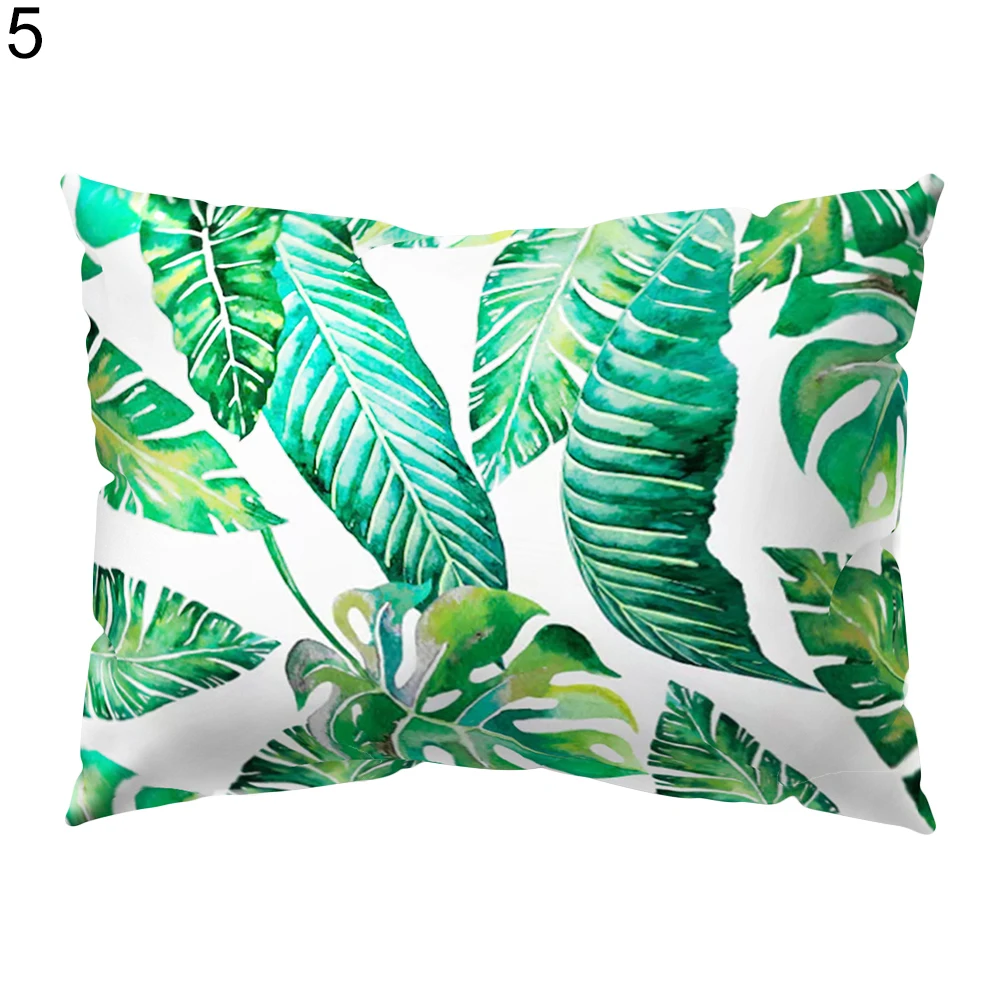 1 шт. тропический зеленый Подушка с принтами листьев крышка Прямоугольная
