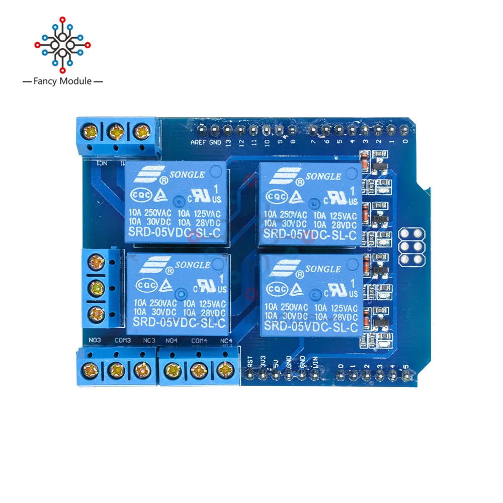 Релейный Щит V2.0 4-канальное реле 5 В плата расширения Swtich для Arduino R3 макетная