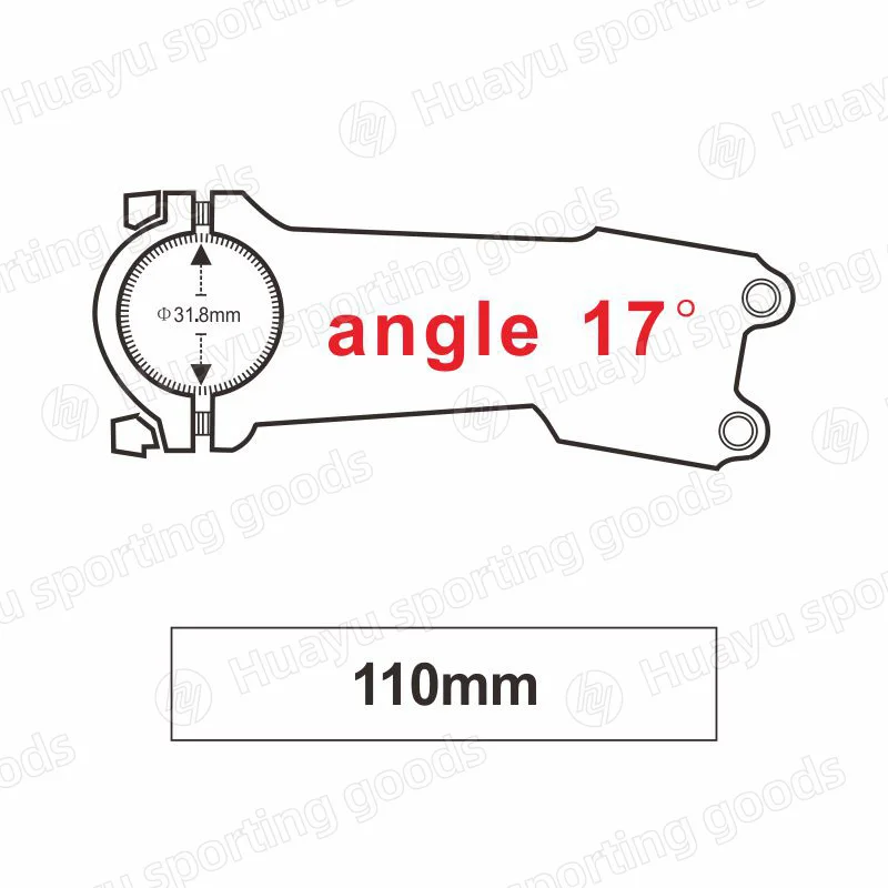 17 angle x 110mm Велосипедный стержень из углеродного волокна для велосипеда, стояк для велосипеда MTB дорожный велосипед 31,8 мм угол 6/17 Bicicleta Tallo Bicicleta potencia - Цвет: 17 angle x 110mm