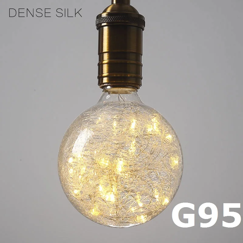 SLB-Silk-G95 3D Светодиодная лампа Эдисона, ретро красочная E27 AC110V 220V для дома фестиваль Стекло лампада теплый белый рождественские украшения rgb арт светильник лампочка - Цвет: SLB-Silk-G95