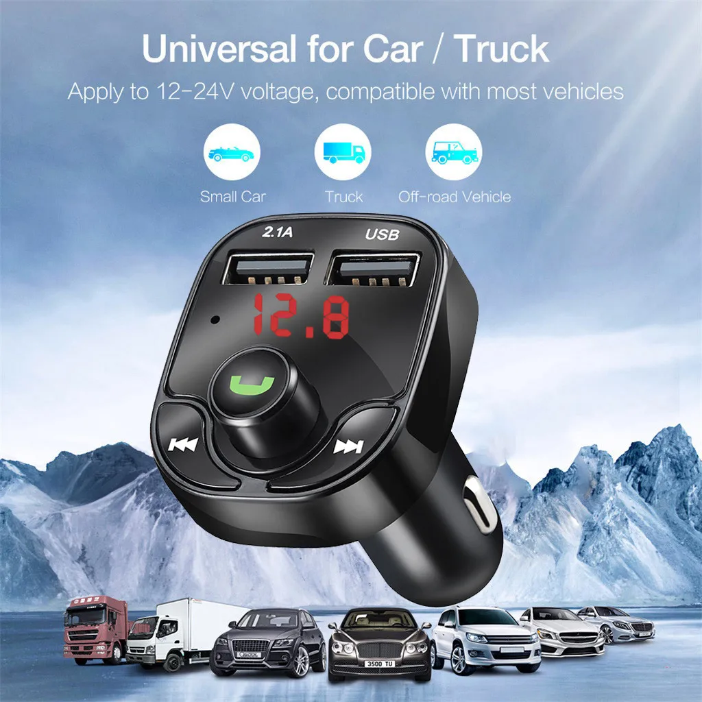 Bluetooth MP3 плеер Handsfree автомобильный комплект fm-передатчик ЖК-Поддержка TF карта U диск QC2.0 3.1A Быстрая Двойная USB A2DP музыкальная поддержка