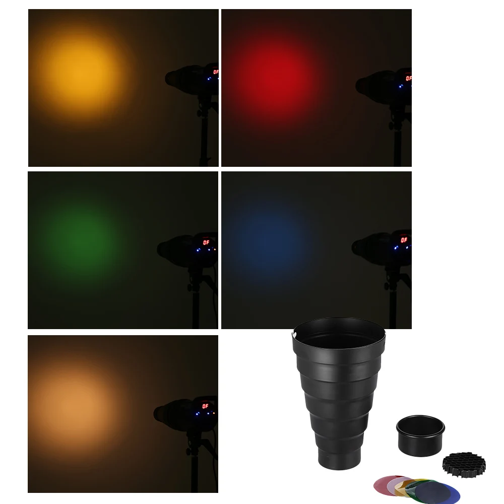 Тубус с сотовой сеткой 5 шт. Набор цветных фильтров замена для Elinchrom /Impact EX/Calumet