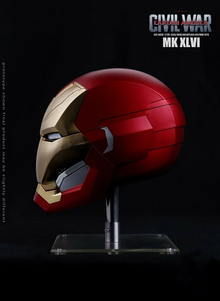 In Stock Captain America Civil War 1/1 The Avengers 4 Iron Man MK46 Helmet Automatic On-off Electric Model for Fans Gifts