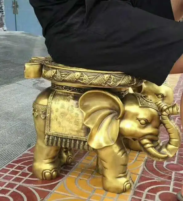 20 "китайские из чистой бронзы рыба богатства яблок слон статуя животного пара |