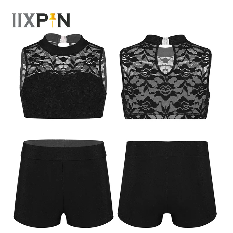 IIXPIN/детская одежда для балета девочек спортивная кружевной топ без рукавов с