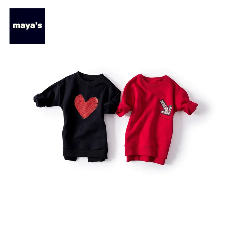 Mayas/модные детские рубашки с аппликацией и блестками сезон осень теплые