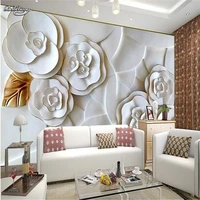 beibehang custom photo wallpaper embossed wall paper painting modern minimalist living room tv white roses wallpaper 3d