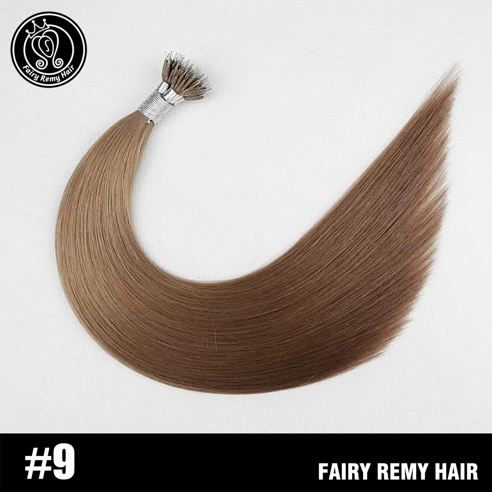 Фея Волосы remy 0,8 г/локон 18 дюймов, Remy настоящие нано кольцо ссылки Пряди человеческих волос для наращивания эффектом деграде(переход от темного к Цвет# T6/16 прямые волосы на микро-бусины заколки для волос 40g - Цвет: #9