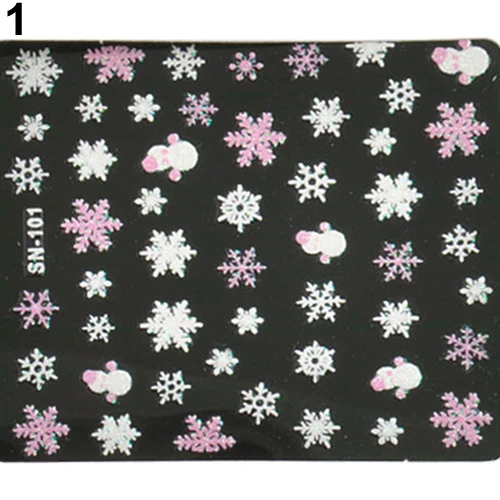 Unique 1 Sheet 3D Snowflakes Snowman Nail Art Salon Stickers Tips DIY Decals Decorations Accessories | Красота и здоровье