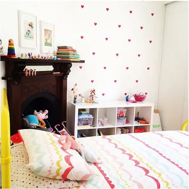 Мягкая розовая Наклейка на стену с рисунком в виде сердца для детской комнаты