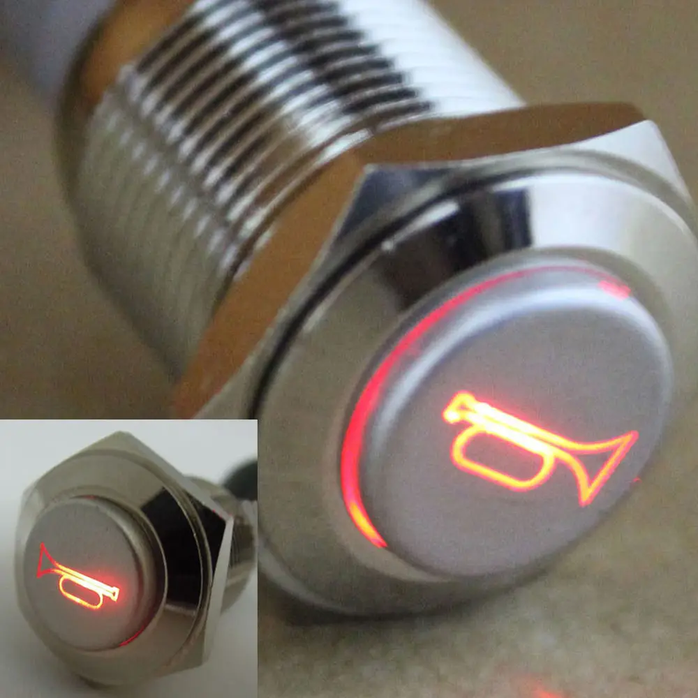 EE support Red LED16mm Momentary Push Button Switch Metal Car Accessories Speaker Bell Horn Styling | Автомобили и мотоциклы