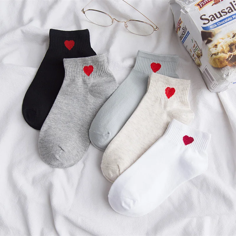 Летние невидимые Хлопковые женские короткие носки с надписью Love повседневные