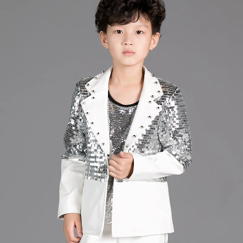 Новинка куртка для мальчиков искусственная детская танцевальная одежда