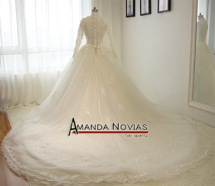 Свадебное платье с высоким воротом кружевное бальное на заказ|wedding ball gowns|ball gownlace