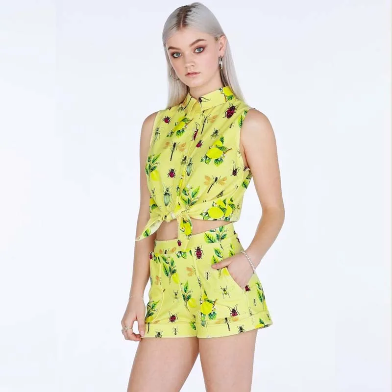 Летние пикантные насекомых печати леди комплект из 2 частей Для женщин