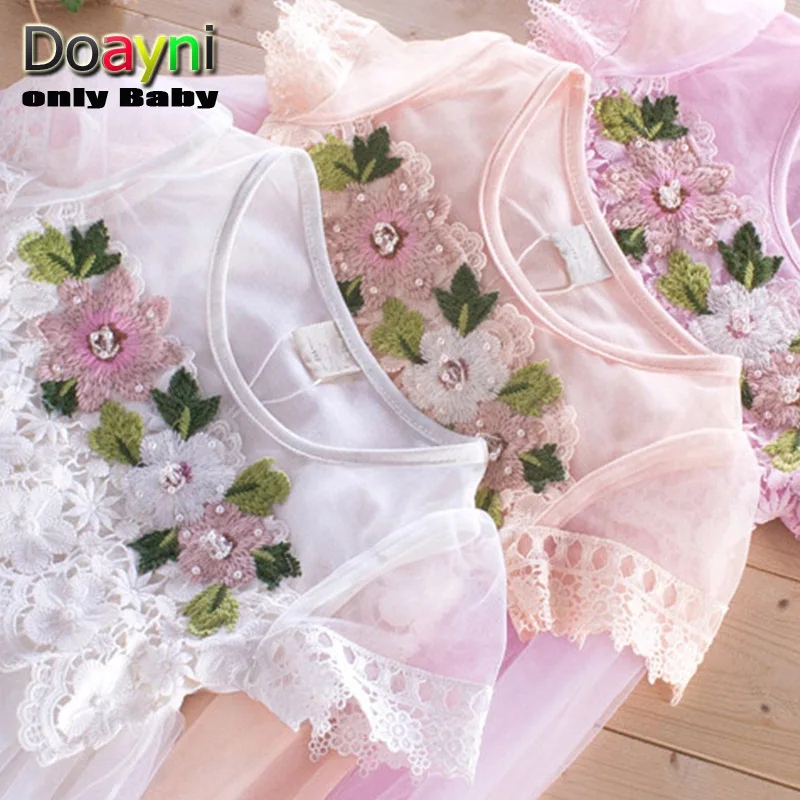 Doayni/кружевное платье с цветочным рисунком для маленьких девочек элегантное