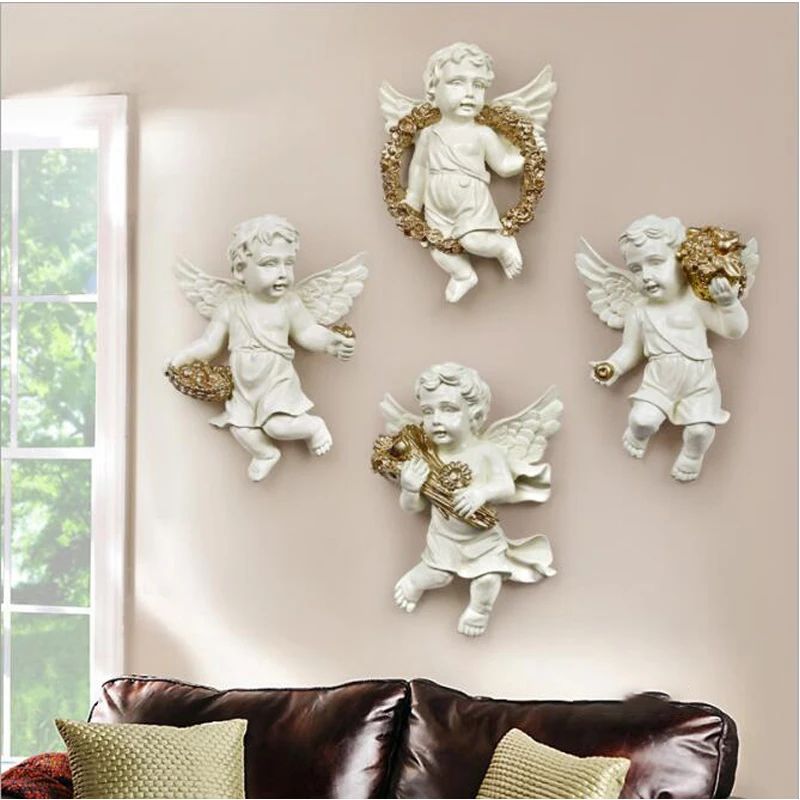 European Resin Angel Wall Holder Hanging Crafts Decoration Home Livingroom Restaurant Corridor Mural Ornament Pendant | Дом и сад