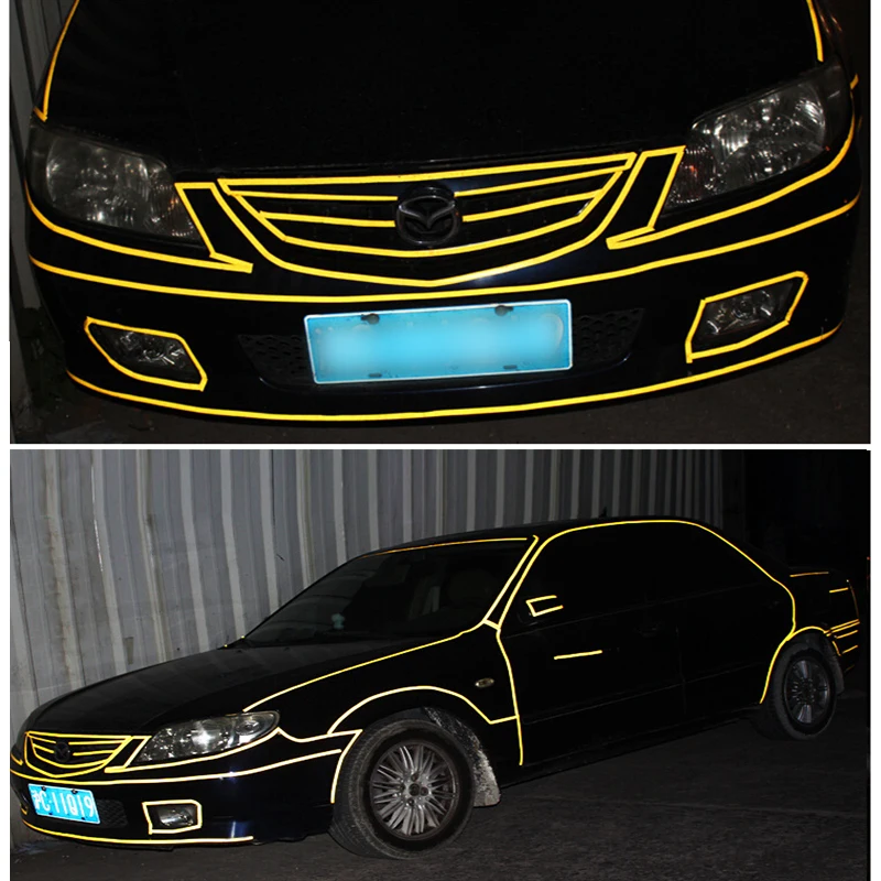 45M Car Styling Reflective Tape Funny DIY Stickers Automotive Body Motorcycle Wheel Hub Rim Stripe Decal Warning Safety|reflective tape|rim stripecar