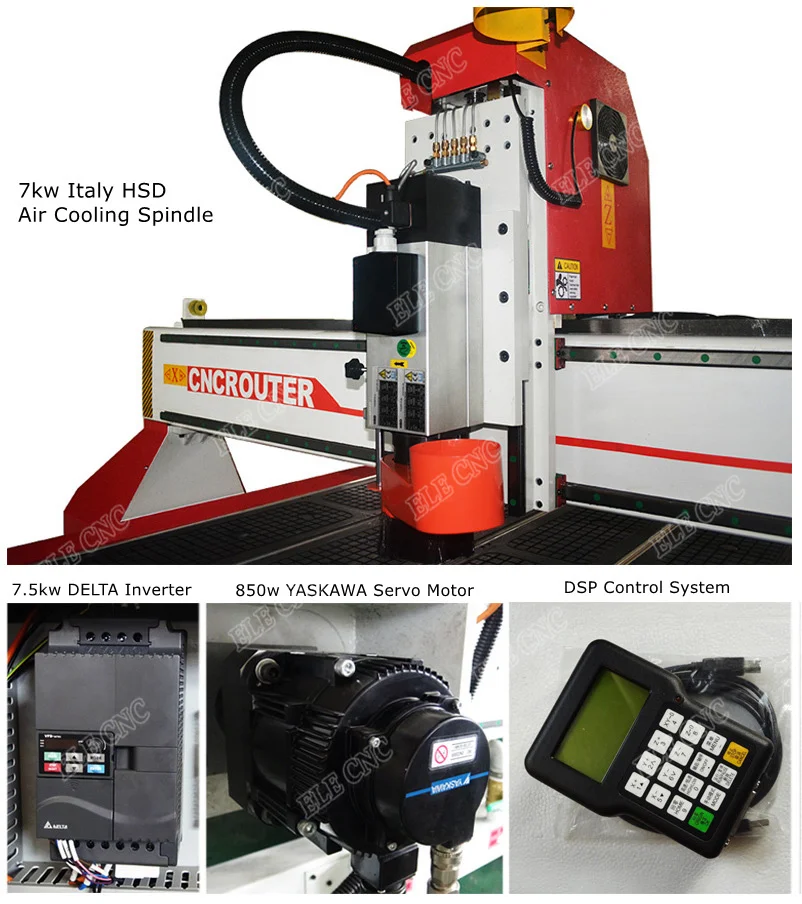 ELE 1830 Китай резьба по дереву машина cnc с HSD воздушным охлаждением шпинделя |