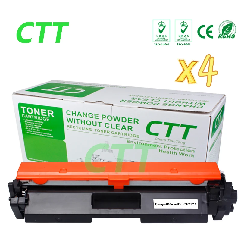 4 шт. тонер картридж для HP 17a 17 cf217a LaserJet Pro m102a/m102w/MFP m130a /m130fw/m130nw/m132a принтера Нет чип| |
