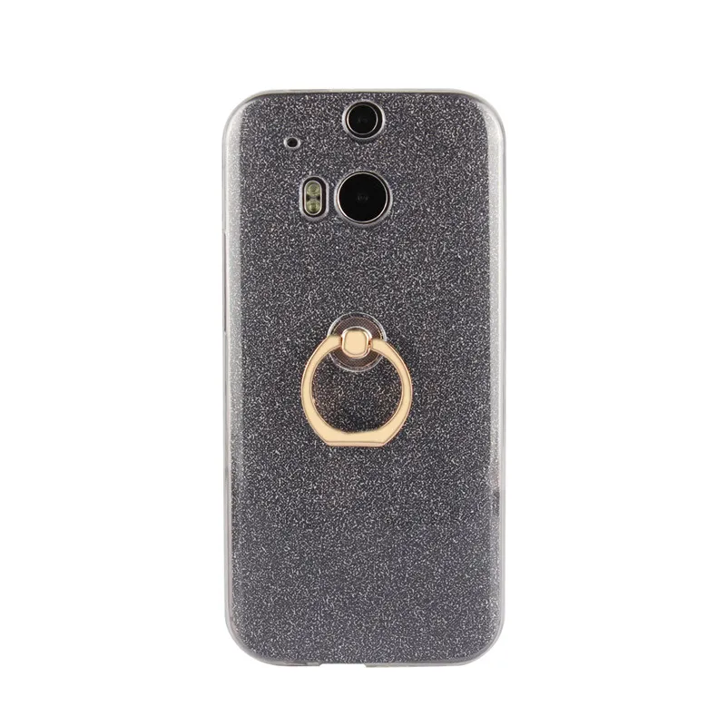 Мягкий силиконовый чехол с кольцом держателем и блестками для HTC One M8 M8/M8S мягкая