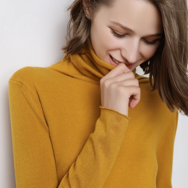 2019 New Autumn Winter Women Sweaters Fashion Turtleneck Cashmere Sweater Knitted Pullover Solid Color Tops | Женская одежда