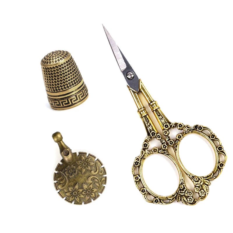 Retro European Scissors Thimble Metal Thread Cutter Sewing Kits Cutting Patchwork Tool DIY Tools Set For Tailors Mom Gift|Швейные