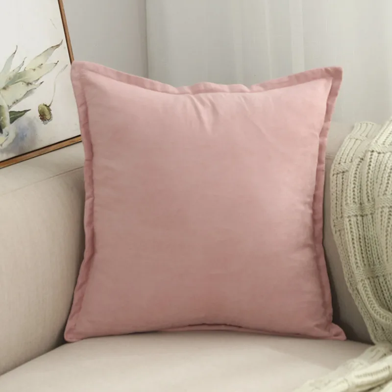 peach pink Однотонный замшевый чехол для подушки, синий, зеленый, серый, оранжевый, розовый, декоративная наволочка для подушки, пиломатериал, чехол для подушки 45X45 см/30x50 см/60x60 см - Цвет: peach pink