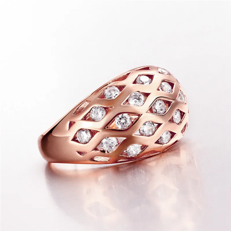 Модные вечерние кольцо KJ ZCR150 B с Топ AAA циркон 18 К Роза цвет золотистый fine jewelry для