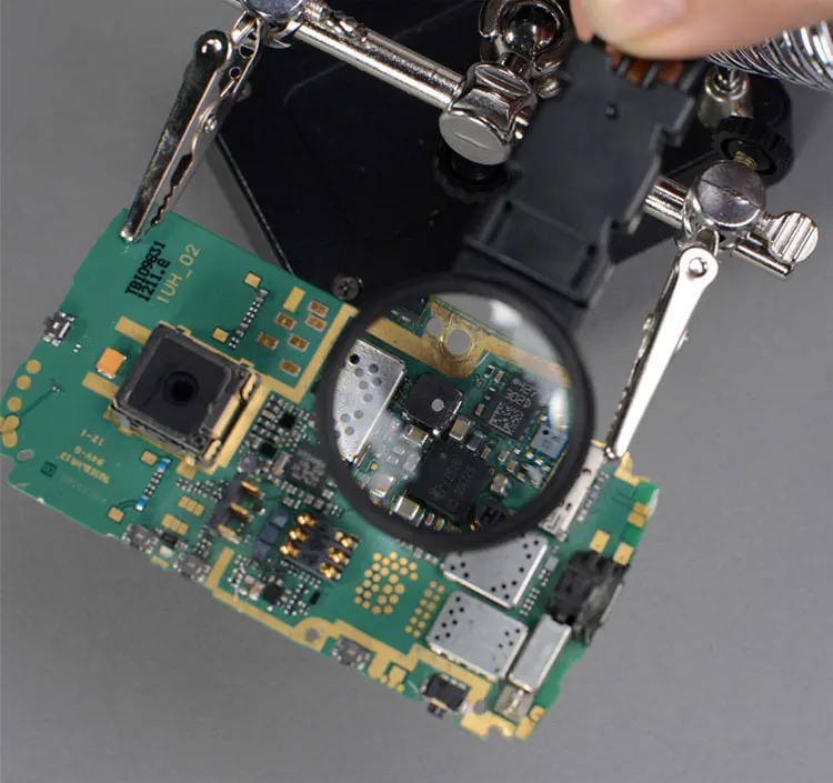 

2.5X 7.5X 10X magnifying glass with LED light repair welding station European plug alligator clip repair magnifying glass