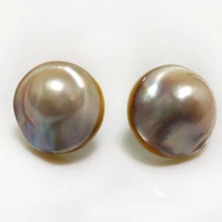 22mm natural aaa white natural rondelle sea water mabe pearl earring with 925 sterling silver stud