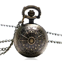 cute bronze small size spider web ball necklace pendant pocket watch chain womens lady gift p65