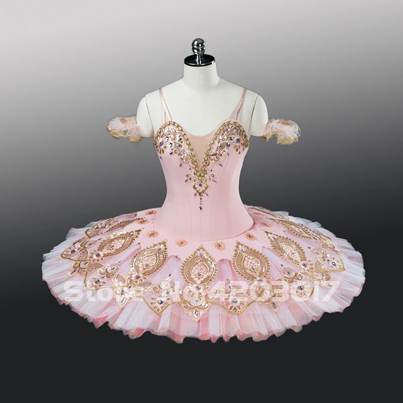 Adult Women Pink Professional Ballet Tutus Gold Embroidery Ballerina Puff Skirt Girls Dance Wear Costumes B1253 | Тематическая