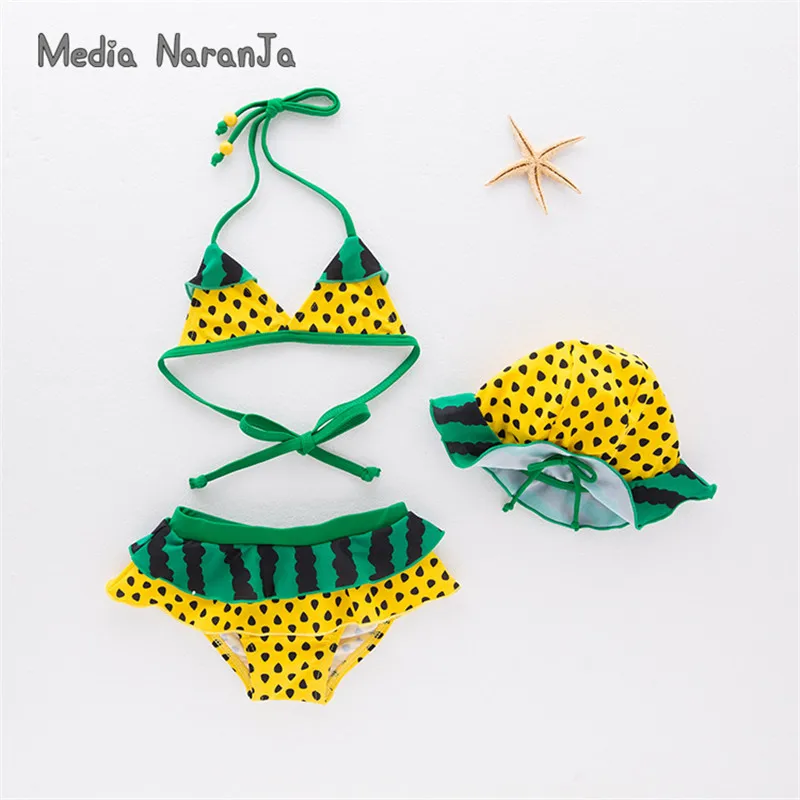 Купальник для маленьких девочек купальник малышей детей зеленый желтый горошек