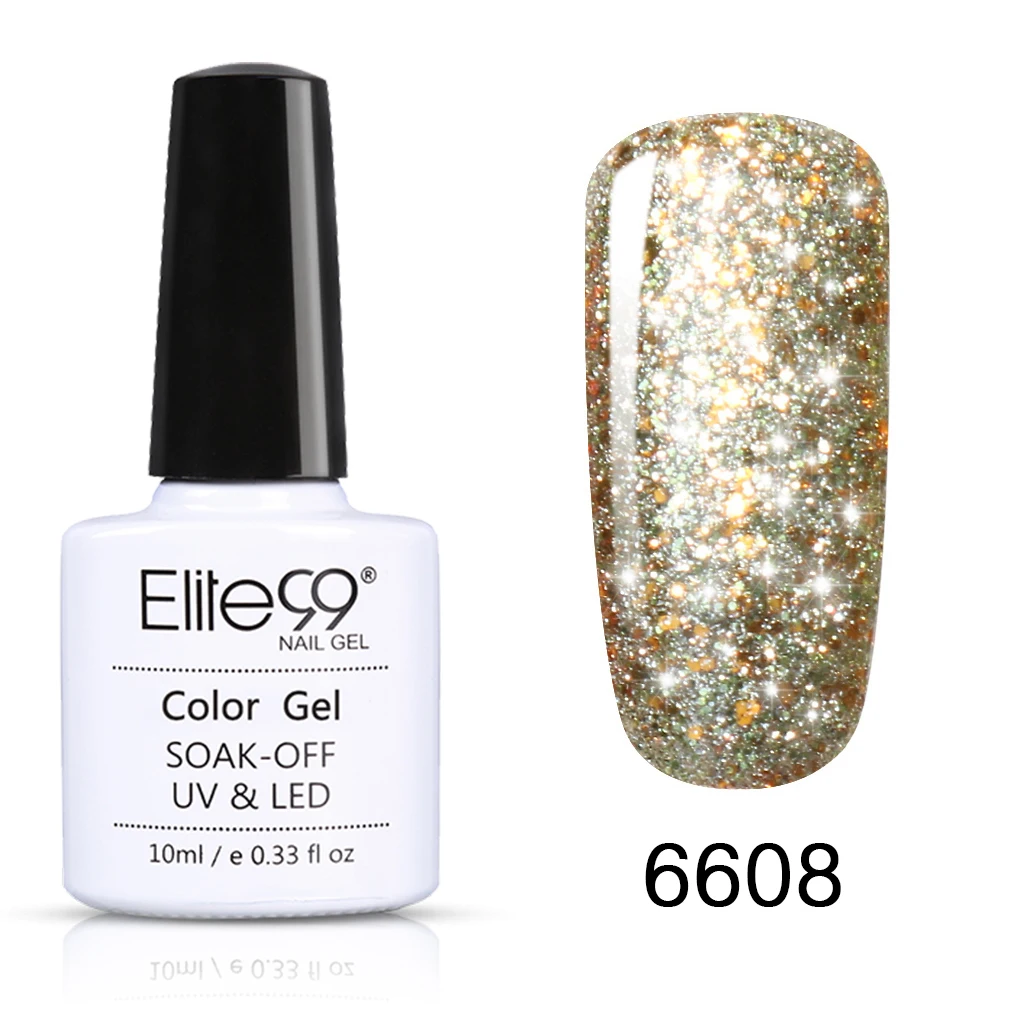 6608 Elite99 10 мл Звездный Гель-лак для ногтей Супер Bling Soak Off UV лампа Гель-лак Блеск Гель-лак маникюр лак для ногтей - Цвет: 6608