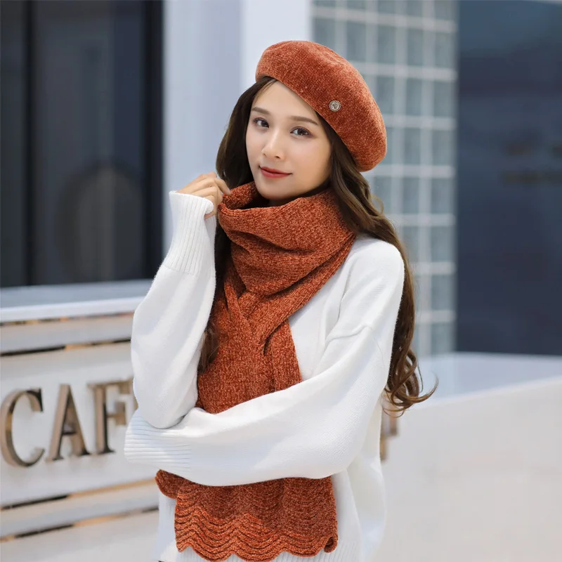 

new arrival women winter solid comfortable soft trend scarf thick wild long warm knitted outdoor fashion scarf gift a wild hat