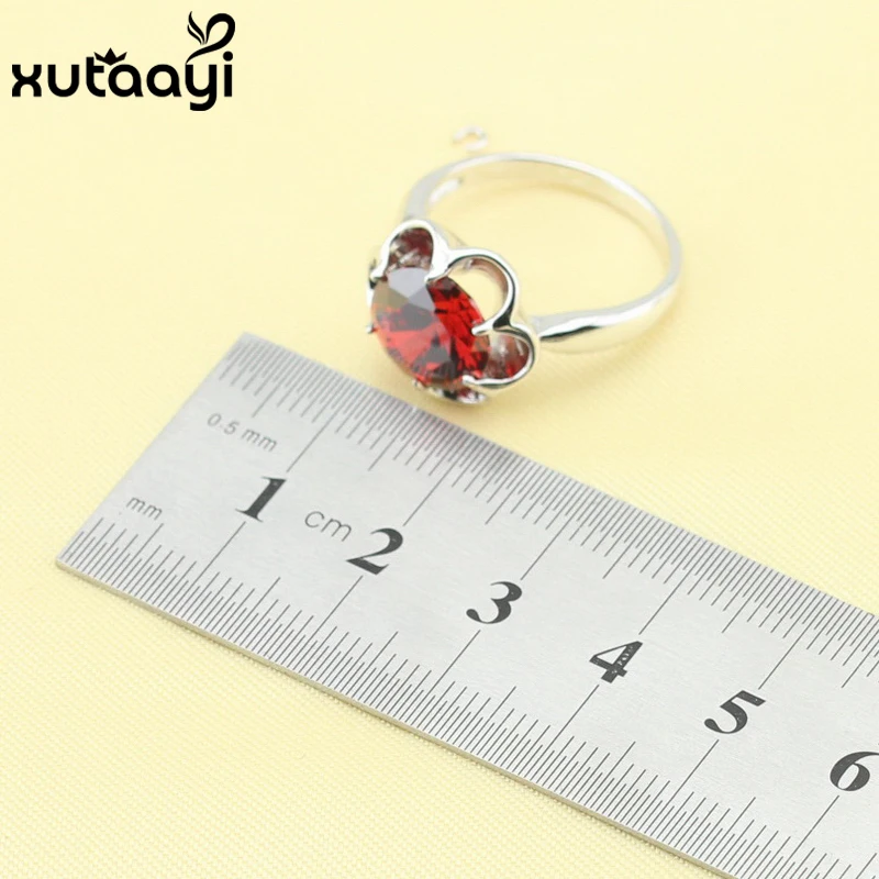 Женский комплект ювелирных изделий красный гранатовый серебряное ювелирное