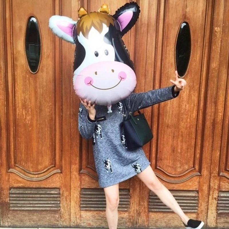 cow 1 шт. фольгированные шары в виде джунглей животных, Льва, тигра, обезьяны, зебры, жирафа, коровы, воздушные шары, украшения для дня рождения, детские товары для домашнего декора - Цвет: cow