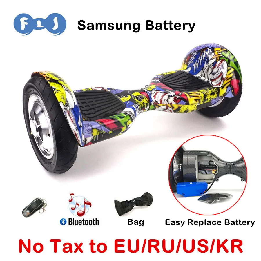 FLJ hoverbaord 10 дюймов балансируя скейтборд Bluetooth гироскопа взрослых детей стоячий