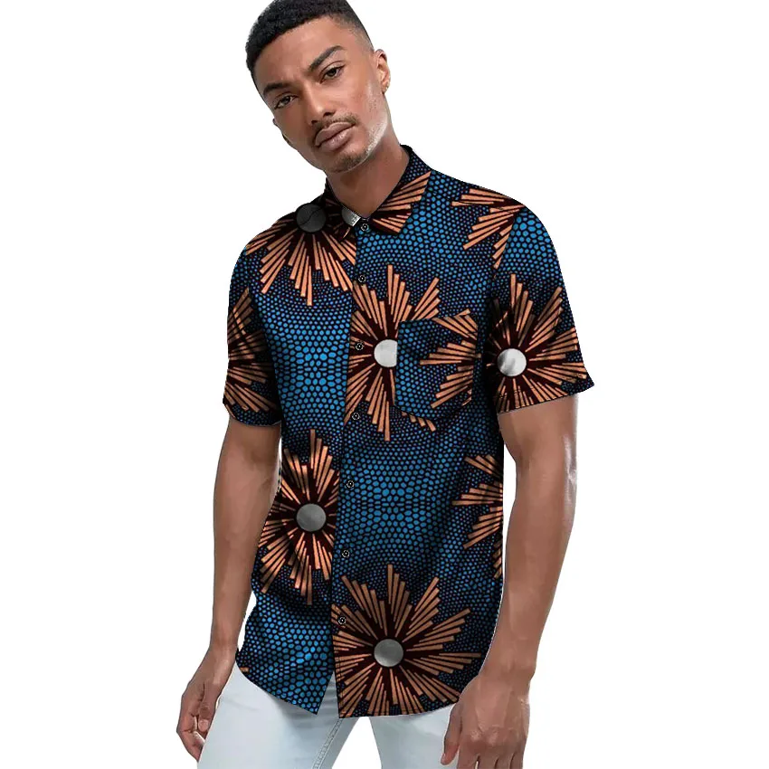 2018 летние модные мужские рубашки с принтом в африканском стиле Праздничная