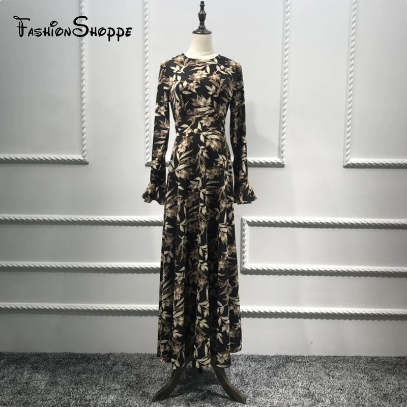 2018 взрослая Мода с принтом мусульмане турецкий Дубай расклешенными рукавами