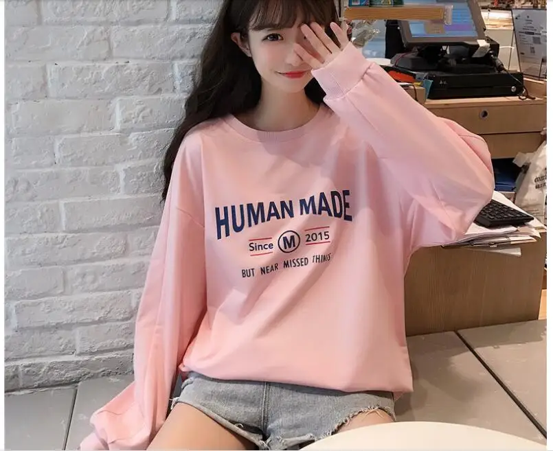 Осенняя Толстовка Femme корейский стиль Ulzzang Harajuku тонкие свободные толстовки женские повседневные Пуловеры с длинными рукавами толстовки Топы