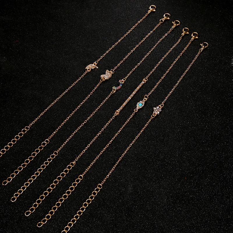 6 шт./компл. женские браслеты с подвесками в виде цветка бабочки Листьев модные